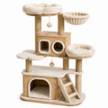 Árbol para gatos de madera y sisal con plataformas y casa 145x90x60 cm crema