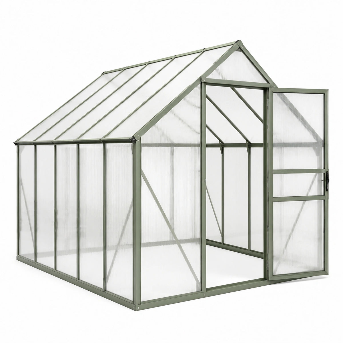 Invernadero de Aluminio y Policarbonato Transparente 190x185x195 cm Verde