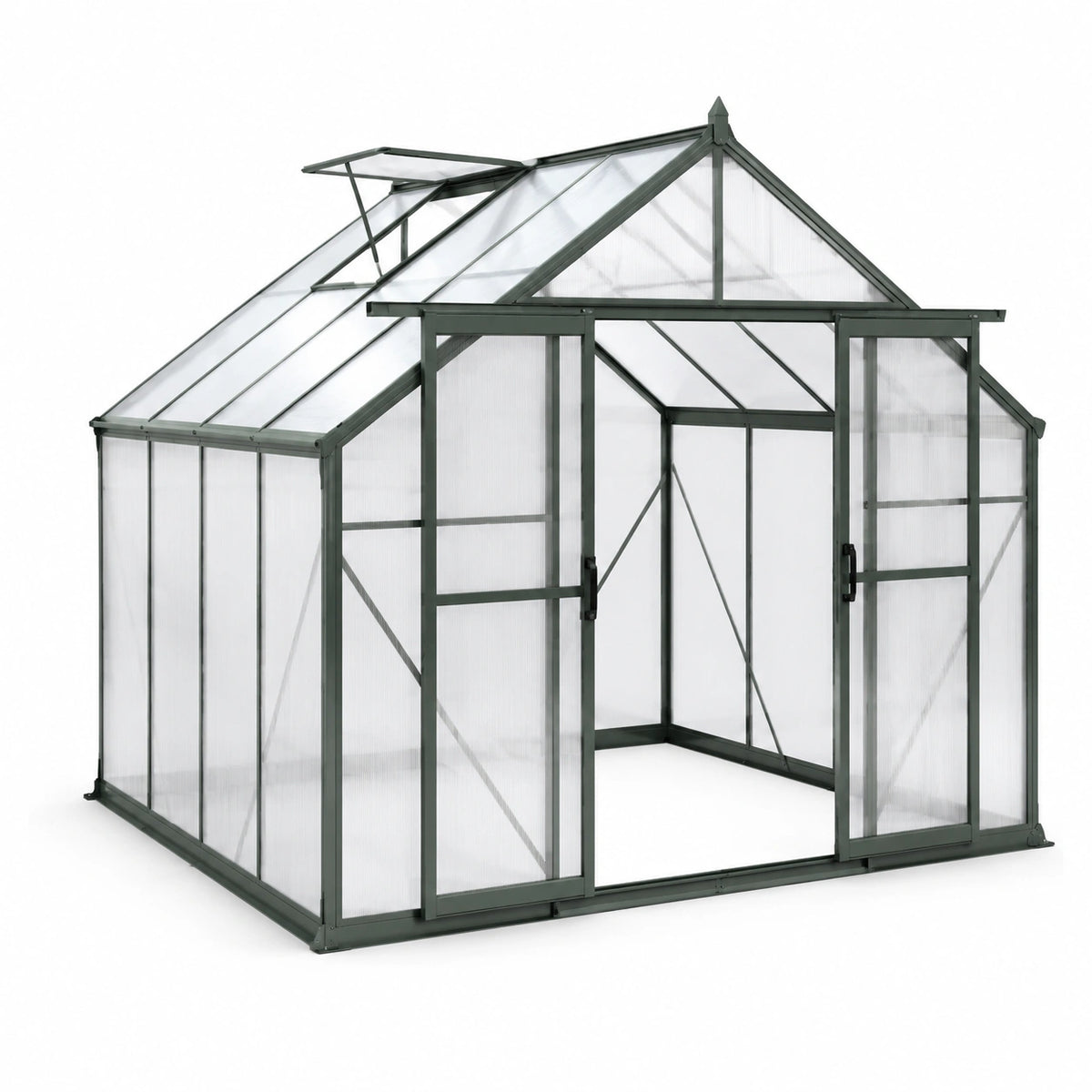 Invernadero de aluminio y policarbonato verde 250x190x195cm