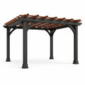 Pérgola cuadrada de aluminio y madera 3x3 m