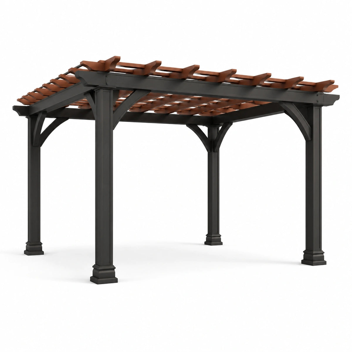 Pérgola cuadrada de aluminio y madera 3x3 m