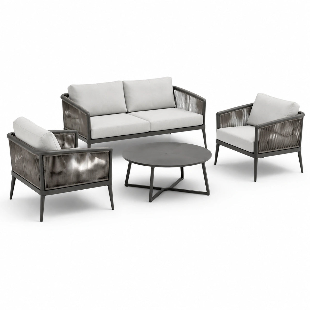 Juego de muebles de jardín 4 piezas aluminio gris oscuro/gris claro